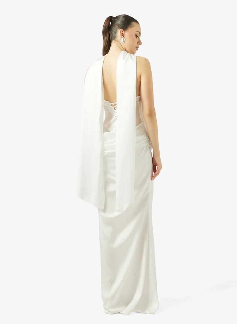 Ginger Bandeau Corset Bodice Dress with Scarf Detail